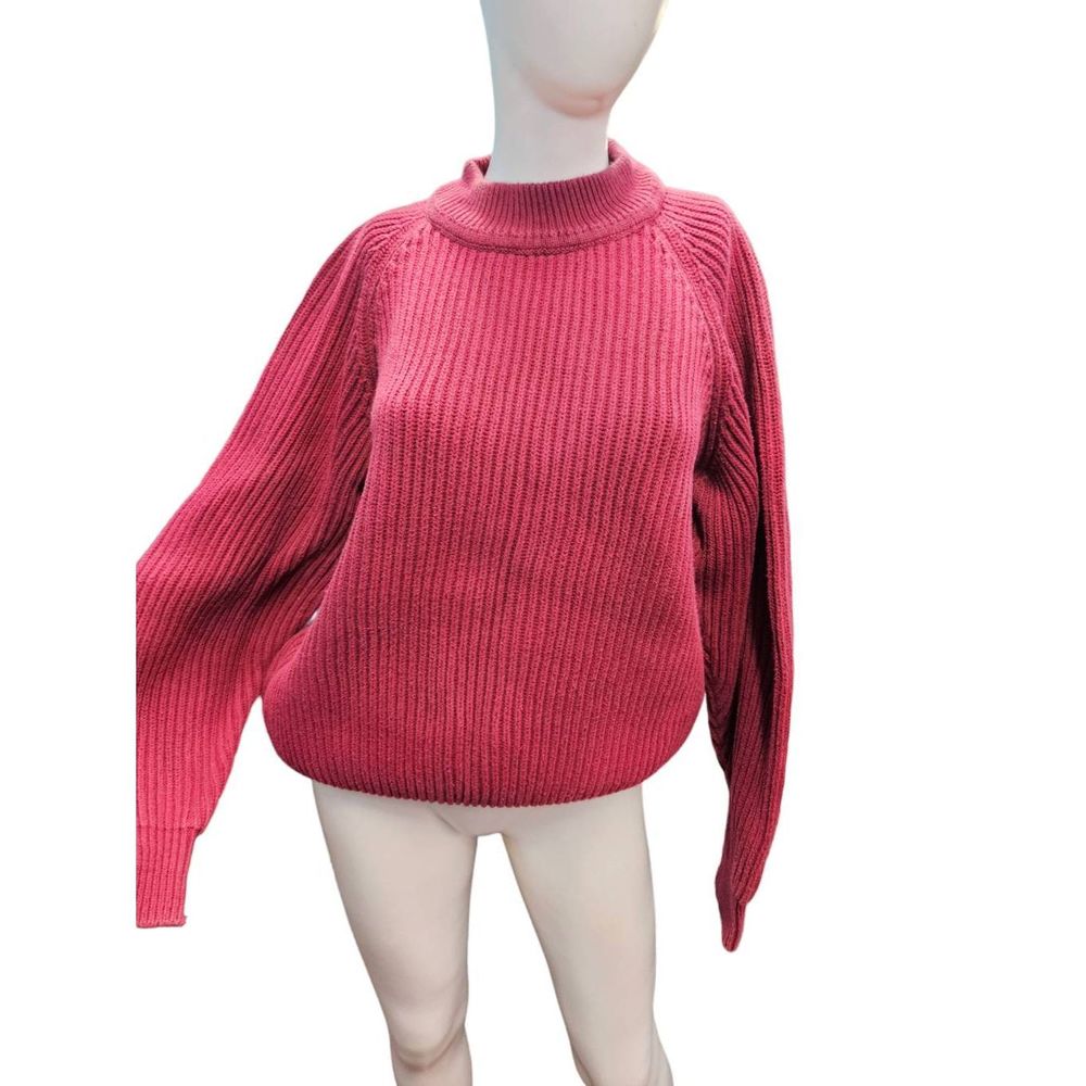 L.L. Bean Vintage 90's Fuscia Ribbed Crew Neck Sweater Size Large Men's Fall Win